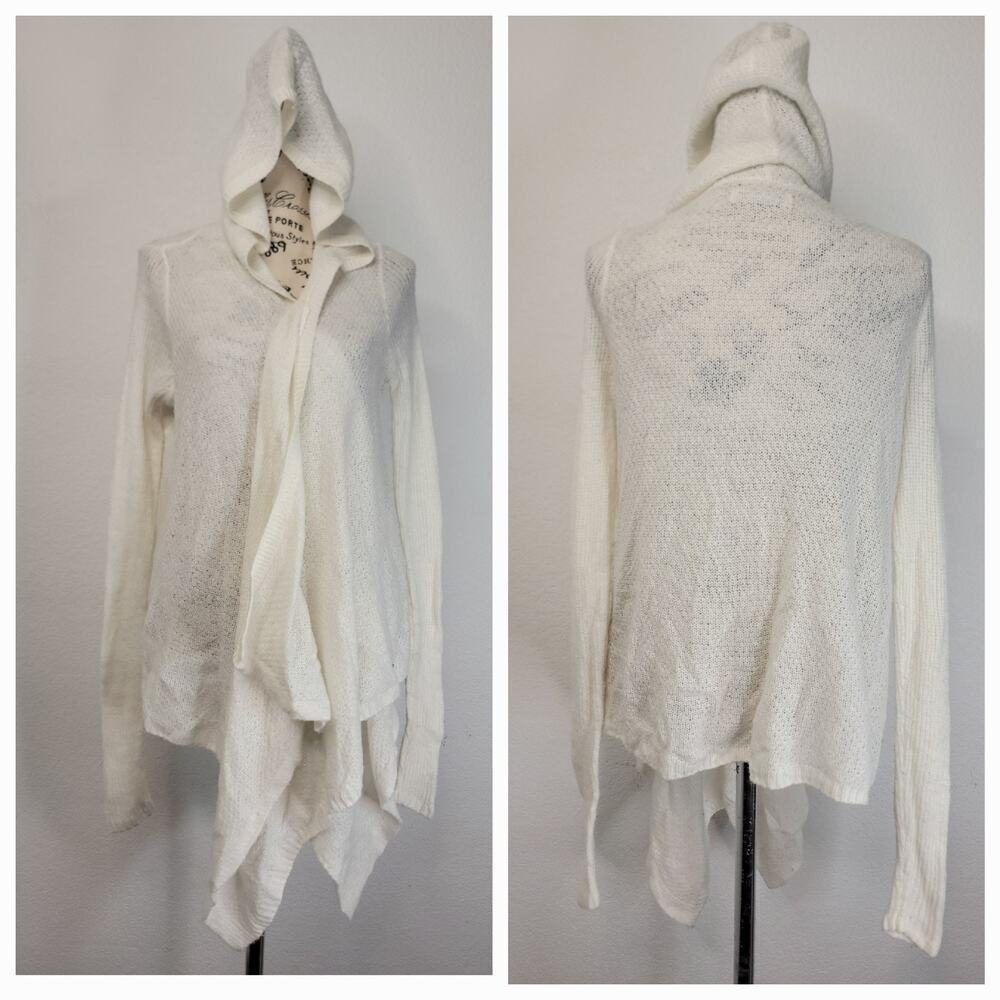 Abercrombie And Fitch Fisherman Hooded Knit Cardigan Sz XS Long Sleeve White
